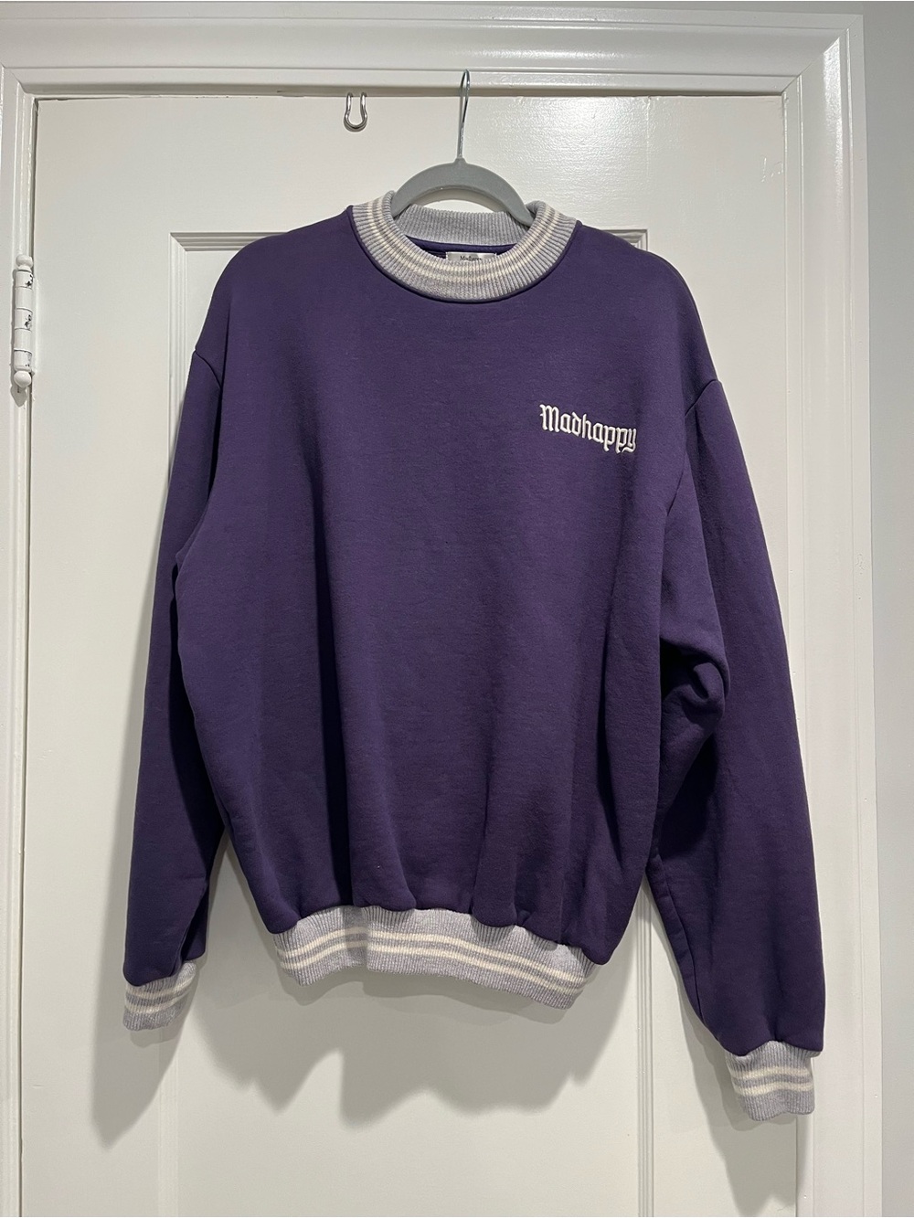 Madhappy Pullover Cotton Purple Crew Neck Sweatshirt.